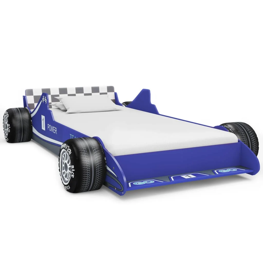

Children's Race Car Bed, Solid Pine Wood Kids Bed, Bedroom Furniture Blue 90x200 cm