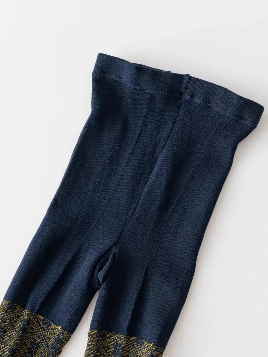 Весенне-осенние женские винтажные вязаные леггинсы Mori Girls с цветными блоками Diomand