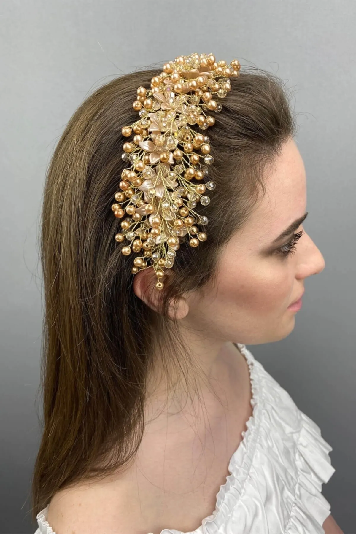 

Bridal Accessories Honey Color Model Bridal Hair Accessory Wedding Handmade For Bride And Bridesmaids