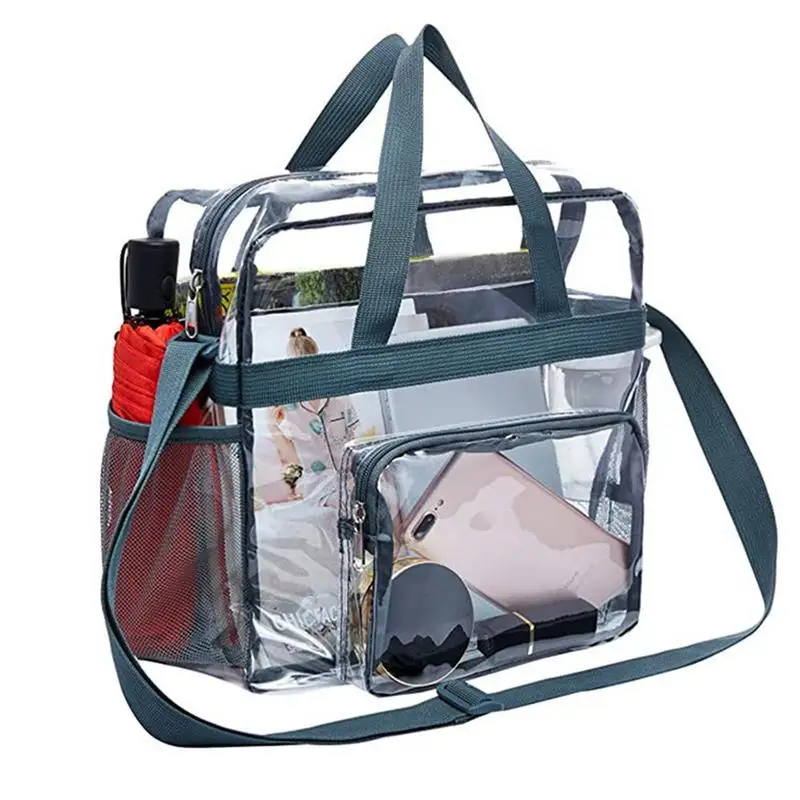 

Transparent Shopping Bag Backpack For Men And Women Large Clear Tote Bag With Zipper & Pockets For Stadium Festival Concert