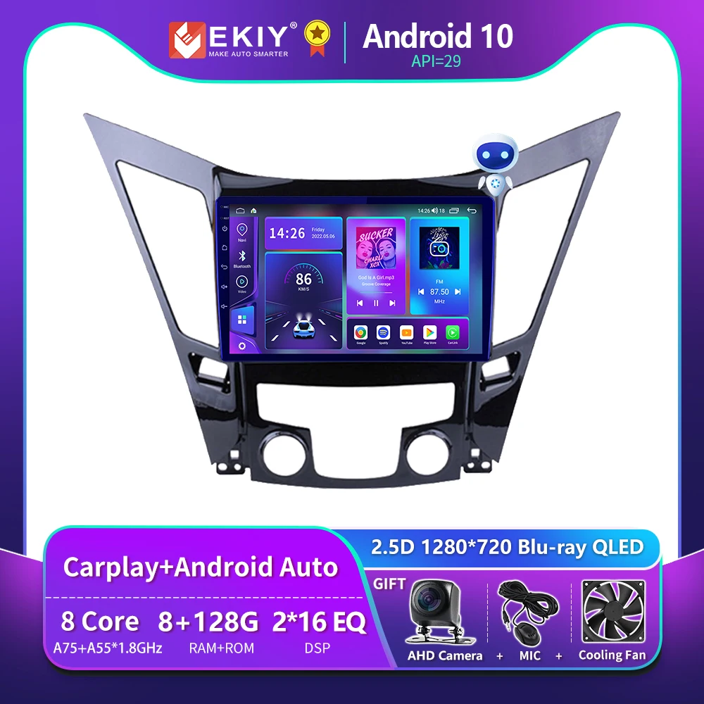 EKIY T900 8G 128G для Hyundai Sonata 6 YF 2009 2010 2011 2013 2014 2015 Автомобильный радиоприемник GPS Auto Android
