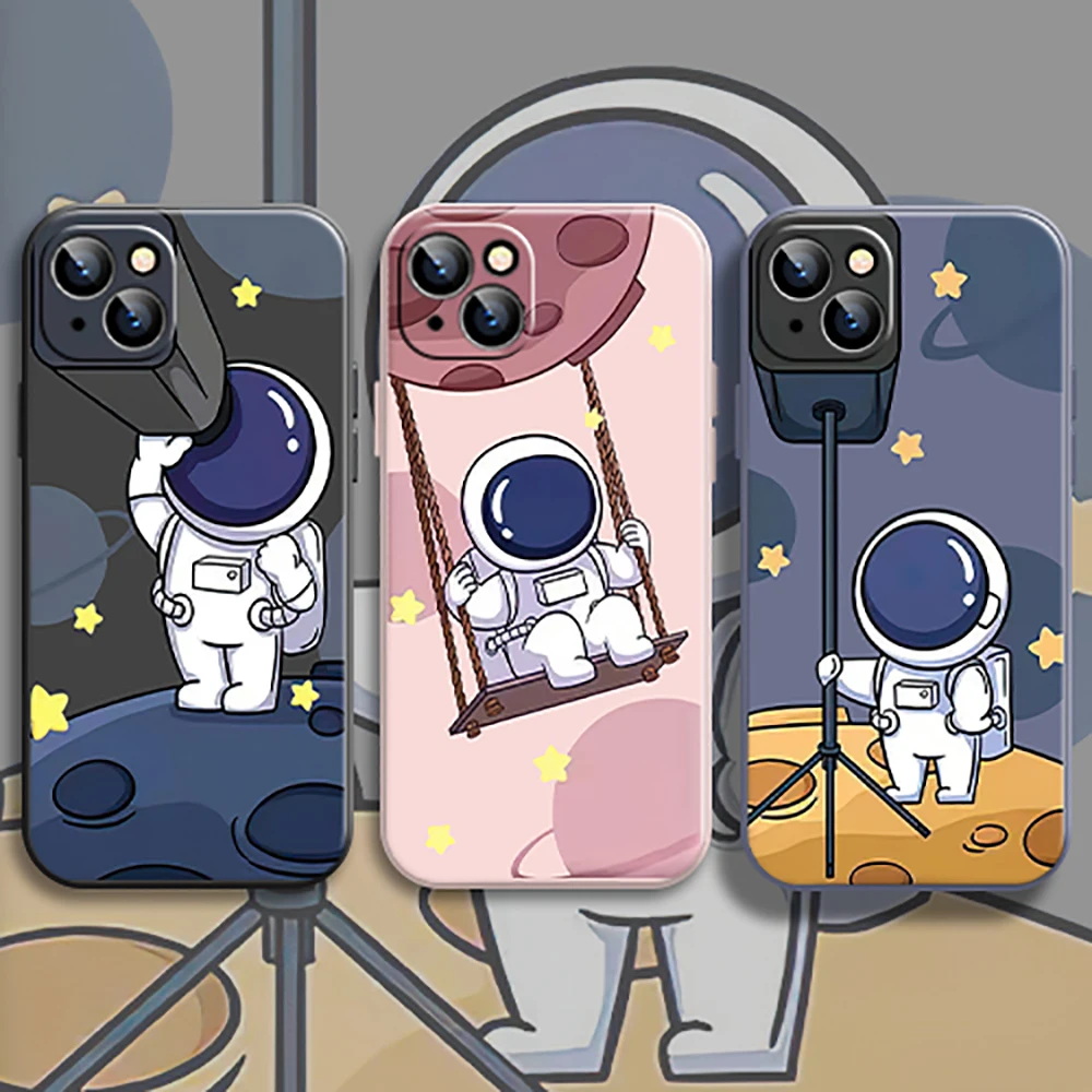 

Cartoon Astronaut Luxury New Phone Case For Apple iPhone 11 12 13 Pro 13 12 Mini X XR XS Max 5 6 6S 7 8 Plus Silicon Cover Funda