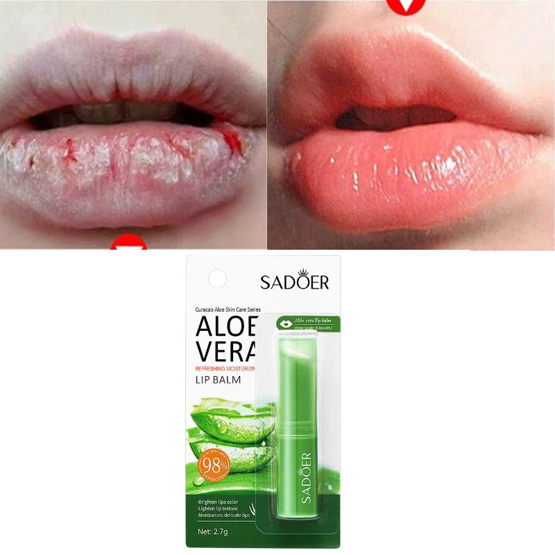 Aloe Moisturizing Lip Balm Reduce Fine Lines Fade Black Lip Products Exfoliating Nourish Brighten Bleach Repair Beauty Cosmetics