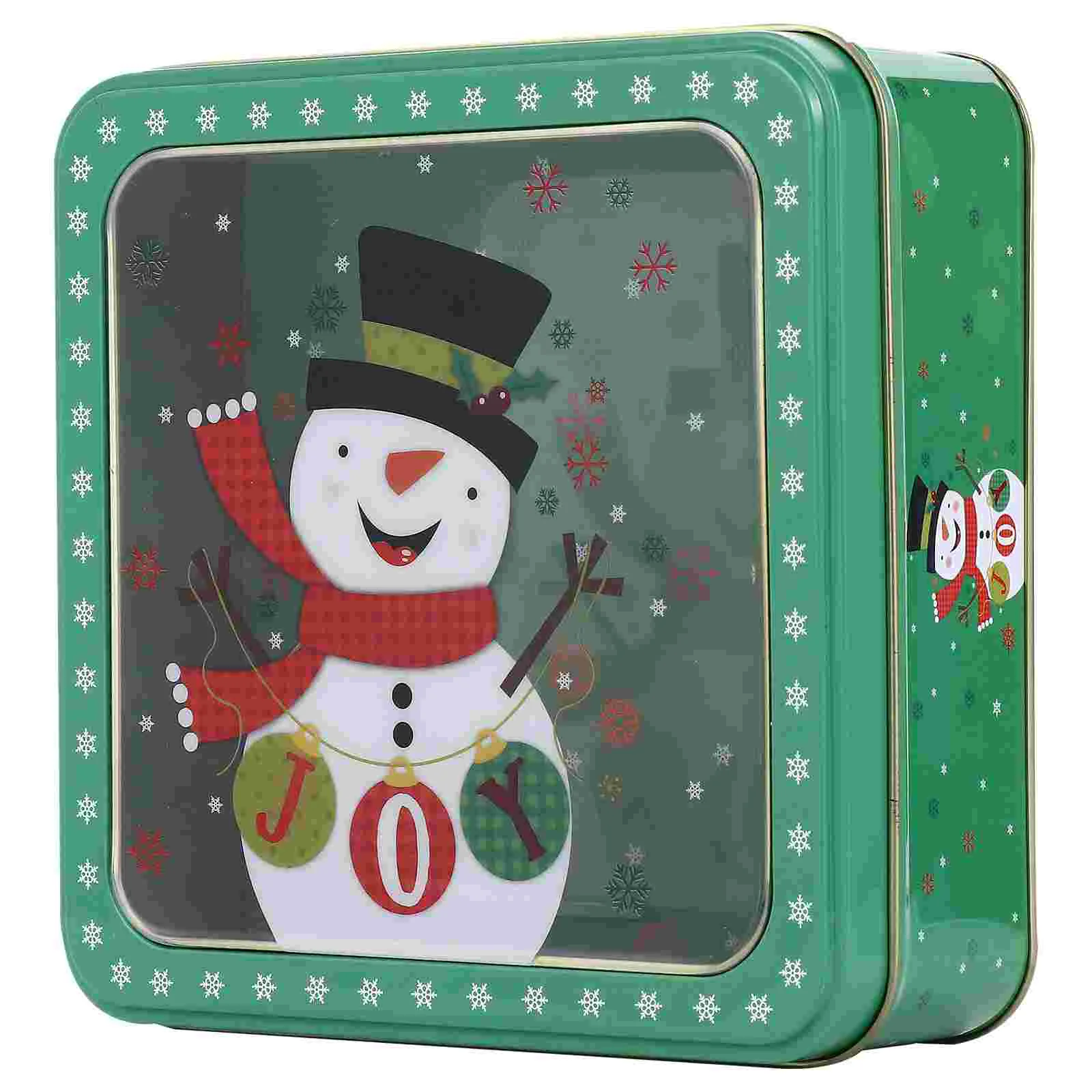 

Christmas Empty Candy Tin Tinplate Cookie Nut Storage Container Xmas Box for Tea Party Favors Sweets Goodie ( Free gifts
