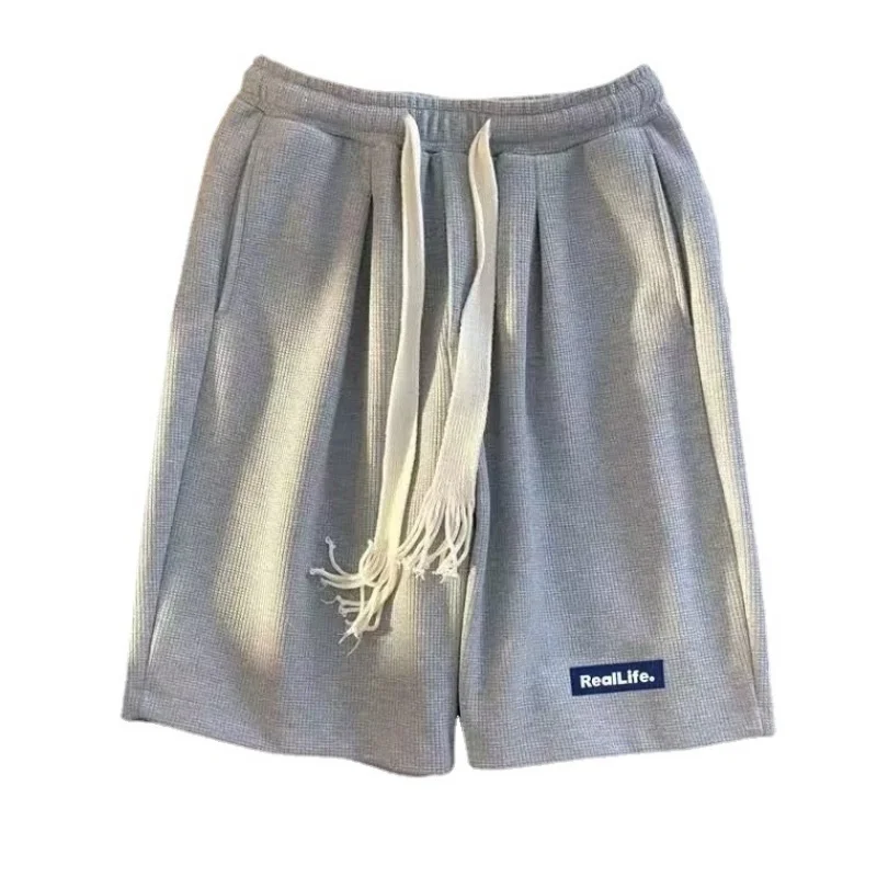 Waffle Youth Sportswear Suit Men's Large Size Loose Summer Thin Short Sleeve Shorts Men's Sport Suit