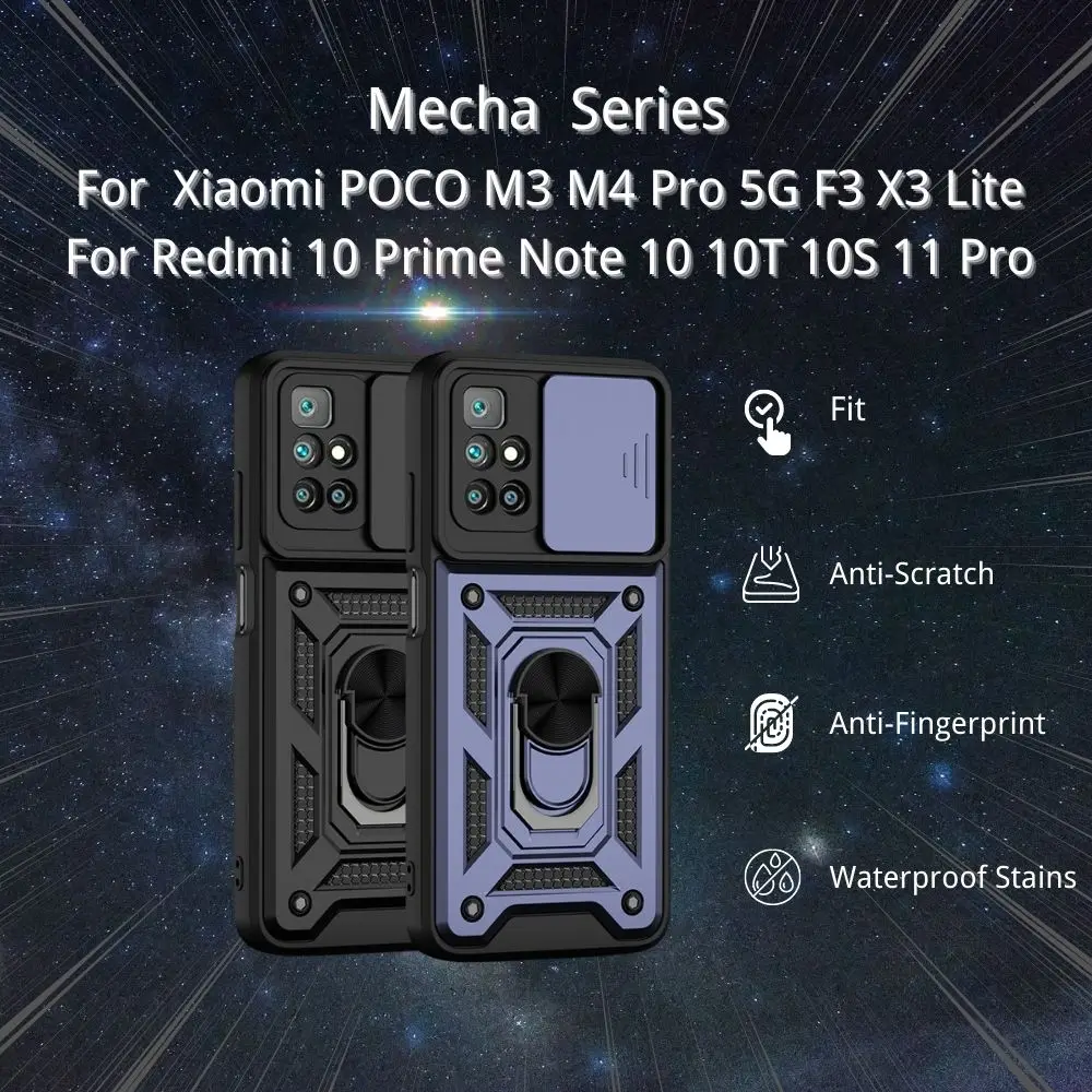 

Ring Case For Redmi 10 10 Prime Note 11 10 Pro 10T 10S Camera Protection Phone Cover For Xiaomi POCO M3 M4 Pro 5G F3 X3 Case