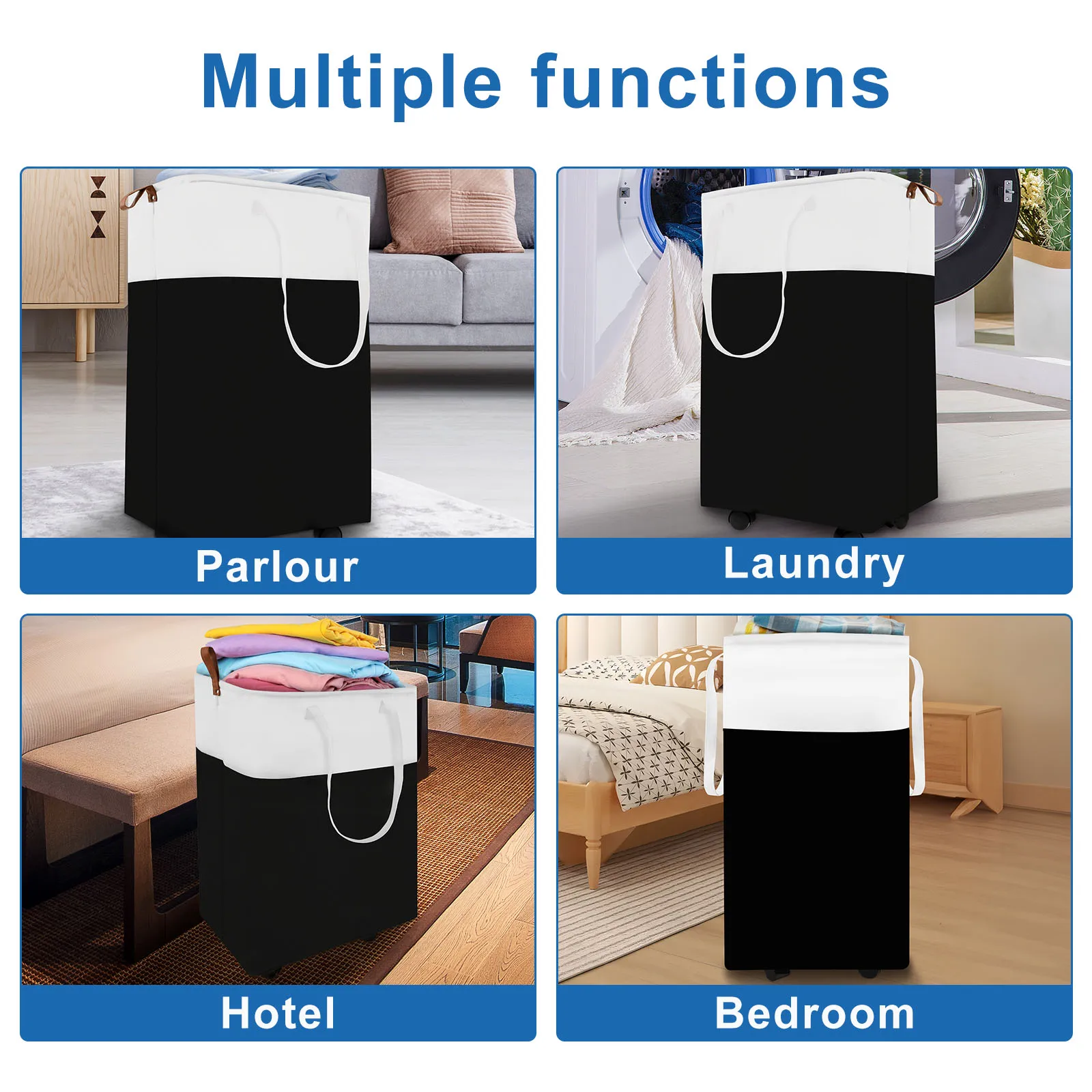 Корзина для белья 75/90 л магнитная с колесами корзина одежды ручками детской