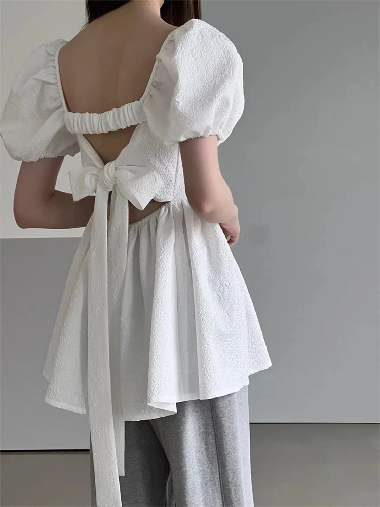 Новинка 2024 рубашки и блузки с вырезами на спине женская одежда бантом завязках