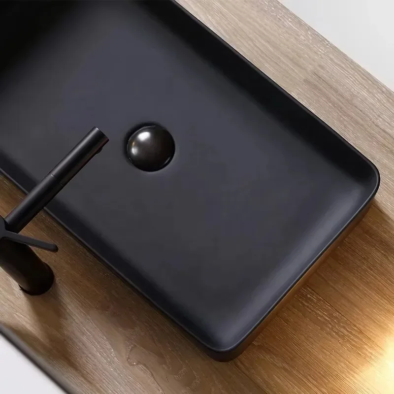 Изысканная раковина для ванной комнаты умывальника с подставкой черная матовая