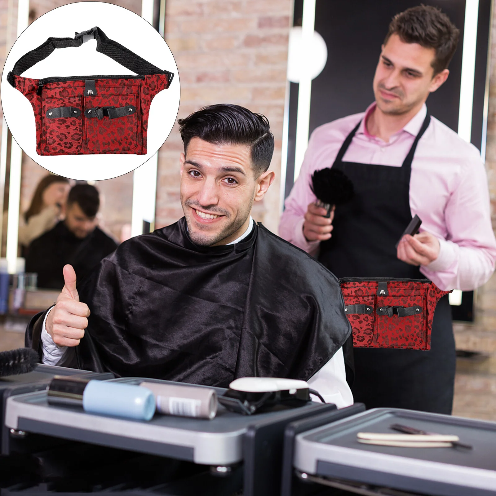 

Hairdressing Bags for Stylists, Barber Carrying Case with Belt Professional Storage Organizer for Salon Home ( Red )