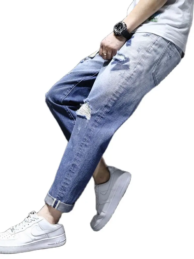 Джинсы мужские джинсовые дизайнерские прямые мотоциклетные брюки уличная