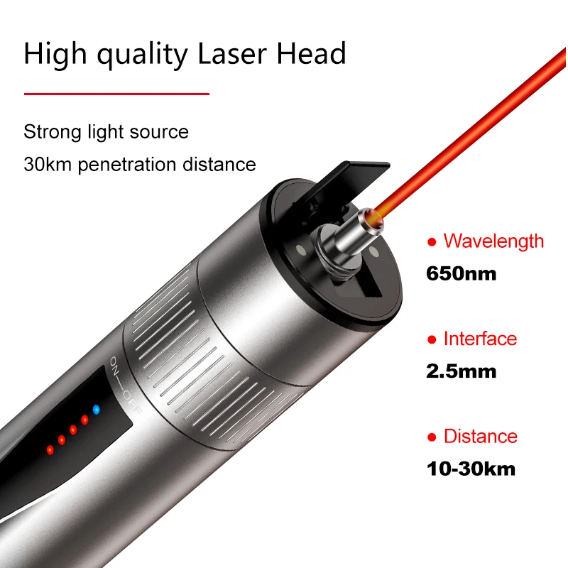OPTFCUS Visual Fault Locator Rechargeable 30mW Fiber Optic Tester Pen FC SC ST Lithium Battery Fiber Optic Cable Laser Test Pen