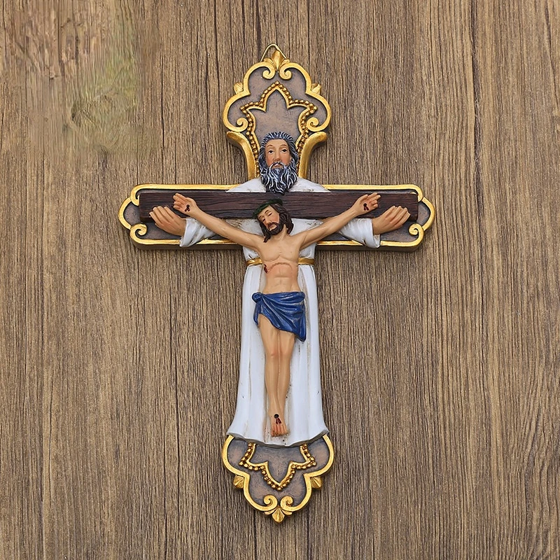 

Подвеска Крест Святой Троицы, религиозное христианское украшение, внутренняя фигурка, подарок, статуя Креста Иисуса из смолы, Настенная под...