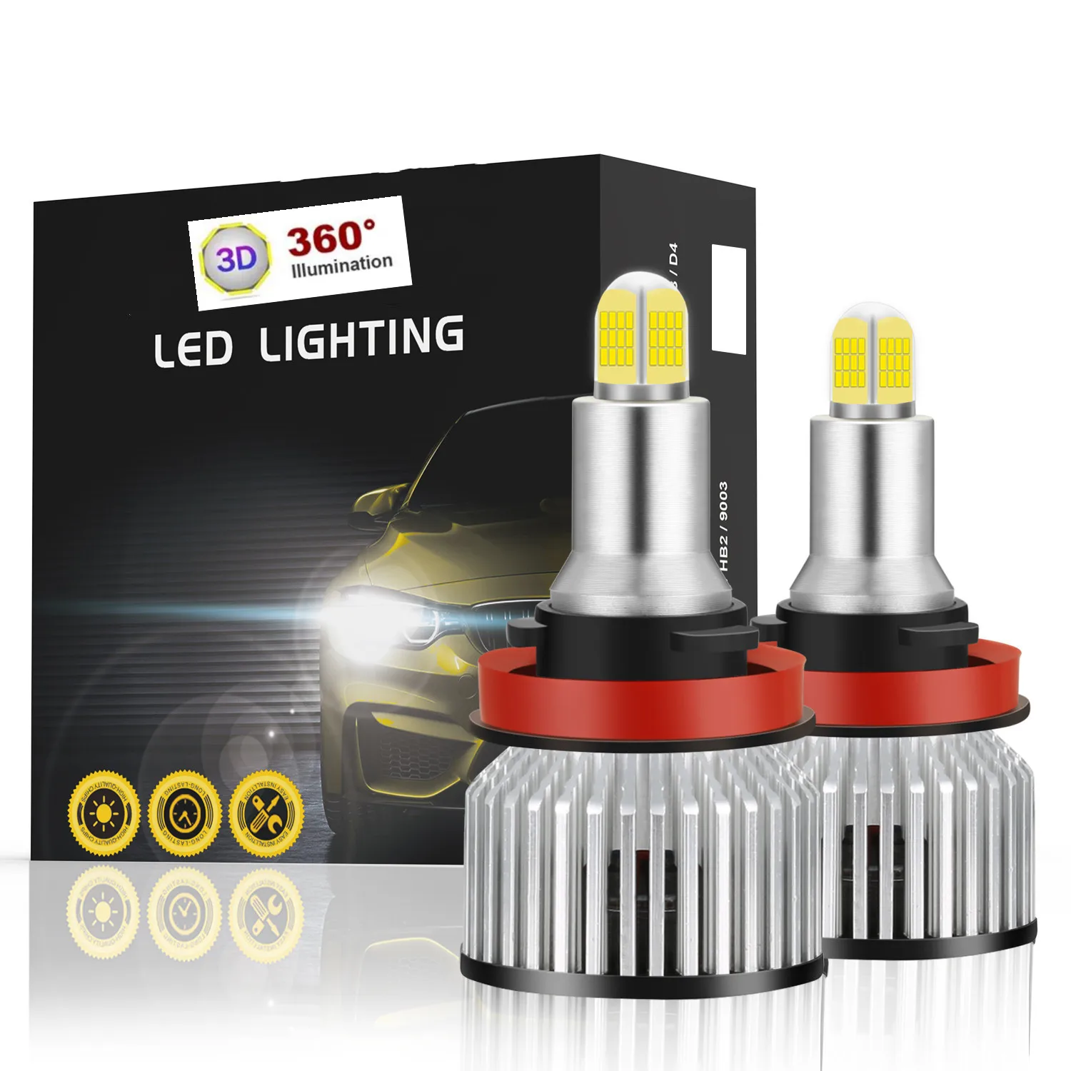 

120W H10 H7 9012 h11 h8 9005 h1 9006 360 Degree Full Emitting led Headlight bulbs Conversion Kit White for Projector Headlights