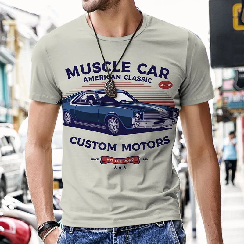 

Футболка мужская в стиле ретро, модная тенниска с 3D-принтом автомобиля, крутая забавная майка с круглым вырезом в стиле Харадзюку, Повседневная рубашка свободного покроя в стиле хип-хоп