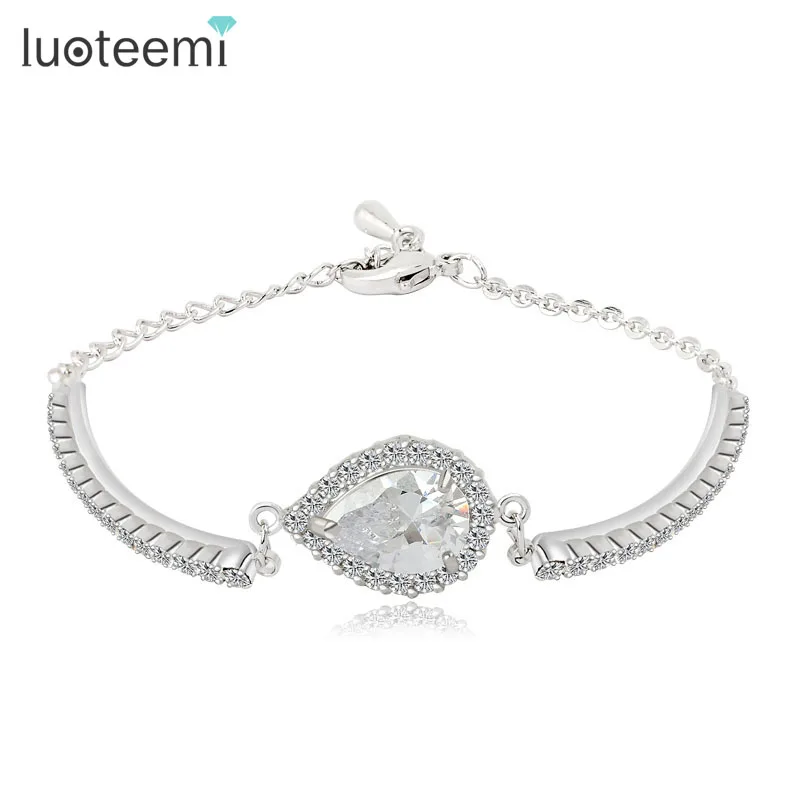 

LUOTEEMI Adjustable Water Drop Women Bracelet Fashion Water Drop Shaped CZ Bracelet Bangles Korean Style High Quality Jewelry