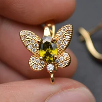 new design cz paved big size butterfly shape metal earring hooks brass jewelry findings gold color rhodium silver color