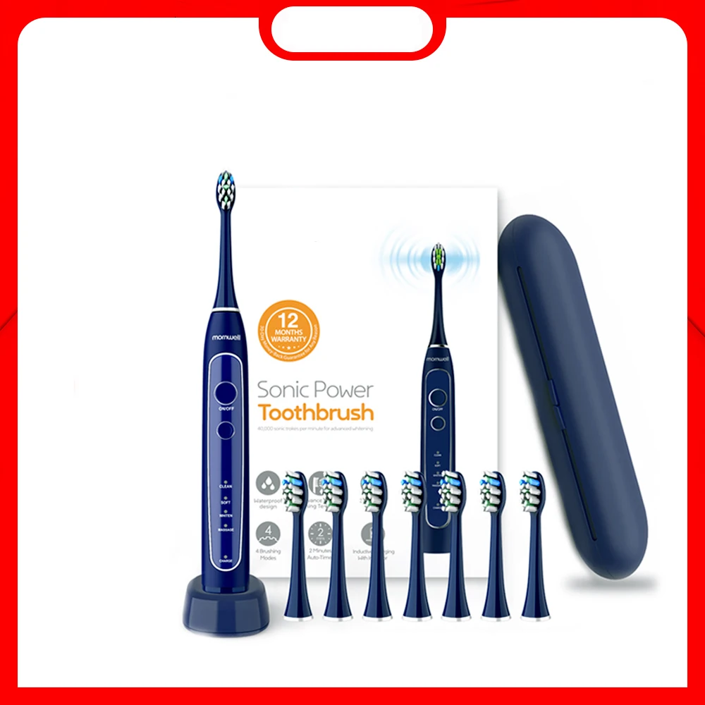 

Mornwell Sonic Electric Toothbrush Recharge T25 Replace Brush Head 4mode Onekey Operate Sonic Vibrate Waterproof Brush Cleansing
