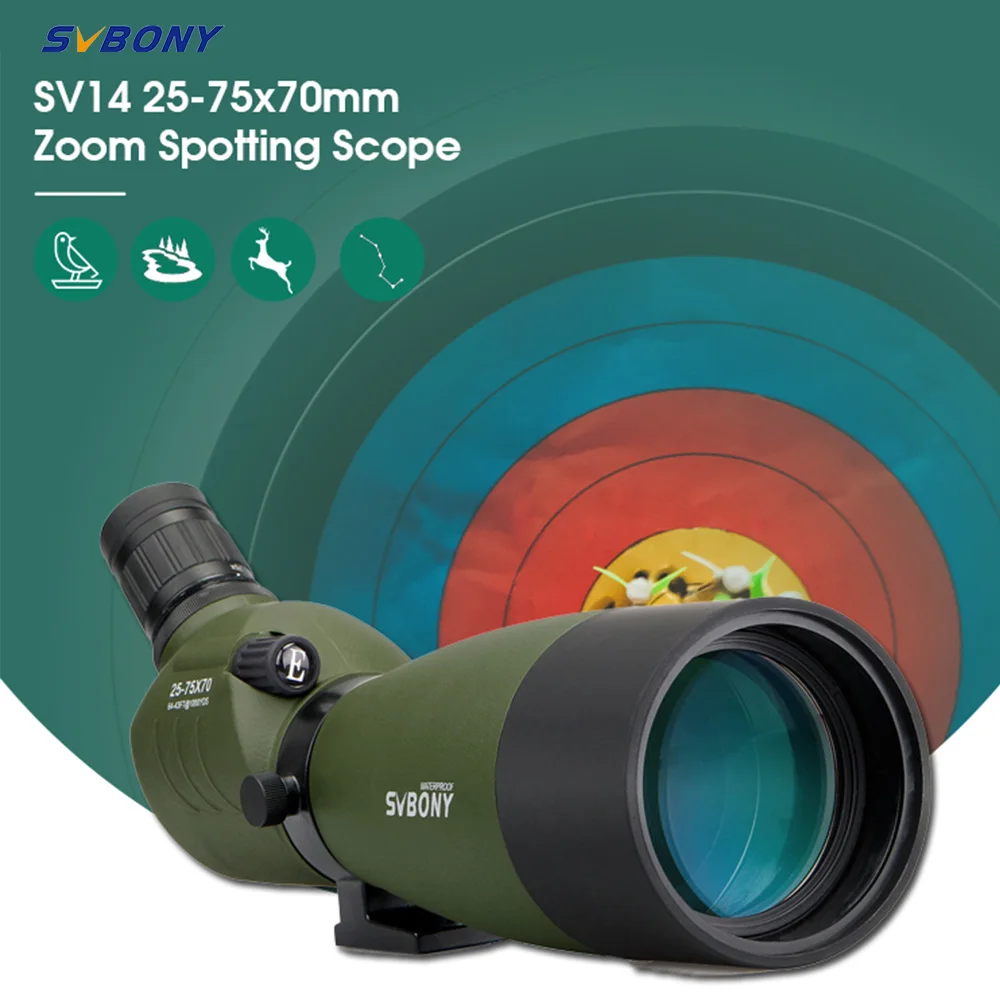 

SVBONY Spotting Scope SV14 25-75x70 Zoom Telescope FMC Bak4 Prism Water-Resistant Optics Outdoor Equipment Bird Watching Camping