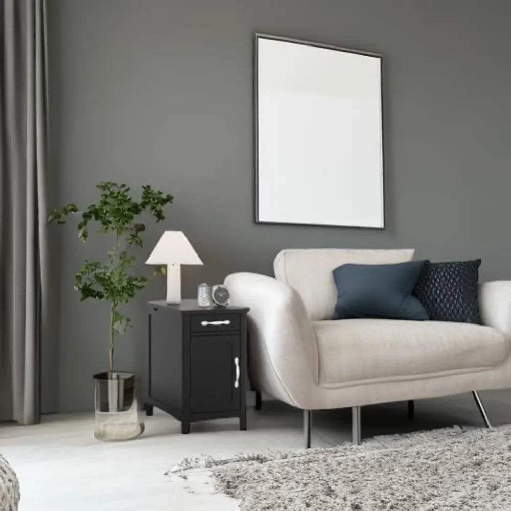 Торцевой столик для фермерского дома с зарядной станцией узкий приставной