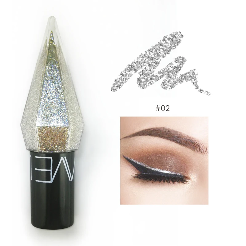 Diamond Shiny Eye Liners Eyeshadow Waterproof Silver Rose Gold Color Glitter Sequins Eyeliner Shadow Makeup Beauty Cosmetics