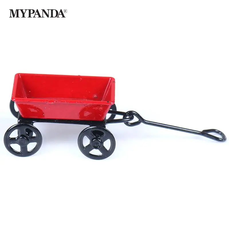 

Металлический милый миниатюрный кукольный домик, игрушка, подарки, орнамент, миниатюрная металлическая красная маленькая тянущаяся тележк...