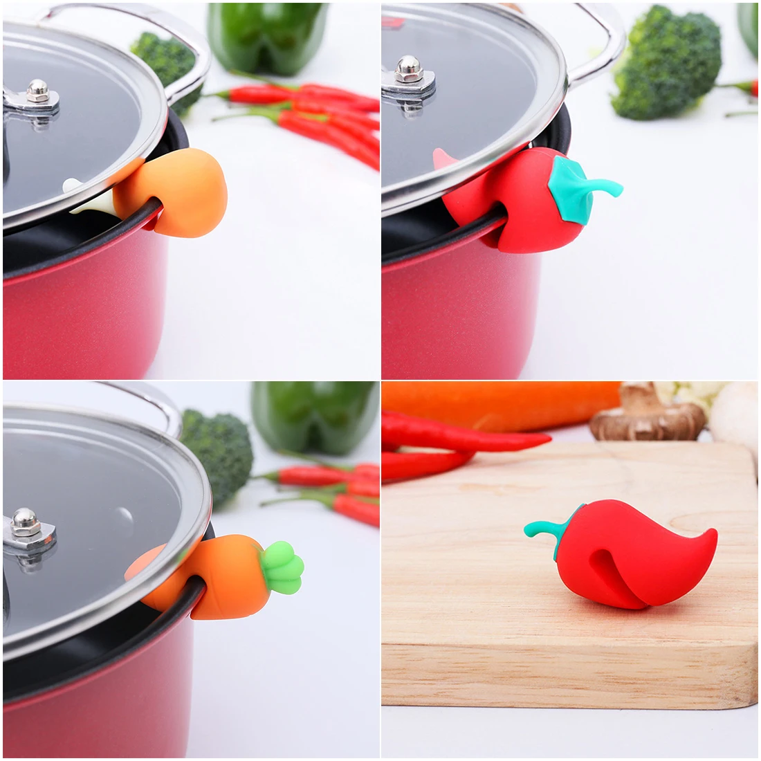 

Silicone Pot Lid Holder Anti-spill Rack Heat-resistant Anti-Overflow Stoppers Pot Cover Lifter Holder Durable Kitchen Gadgets