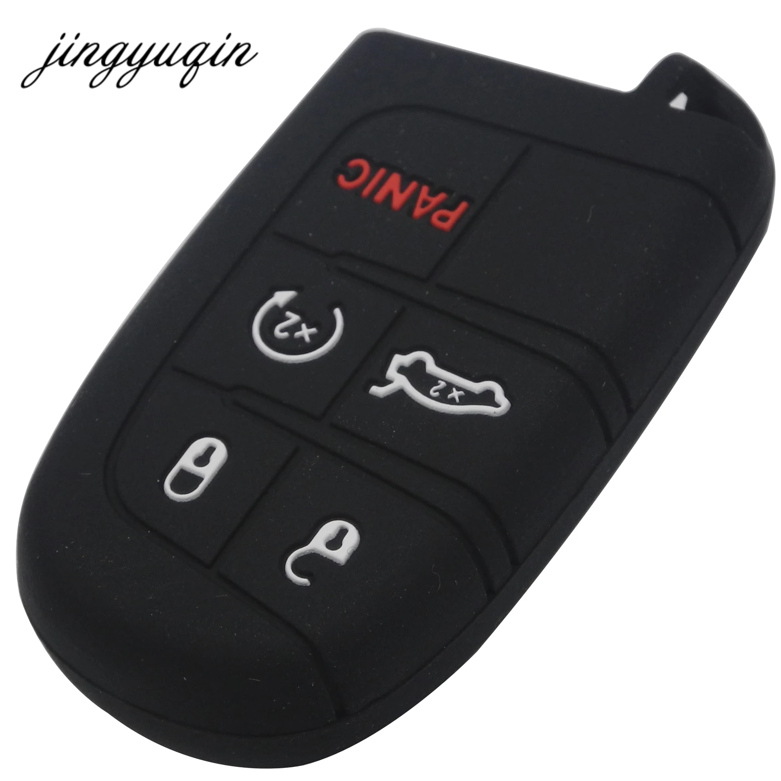 

Jingyuqin силиконовый чехол для ключей от машины для JEEP Grand Cherokee Dodge JCUV dart Journey Chrysler 300C Fiat 5 кнопочный чехол дистанционного брелока