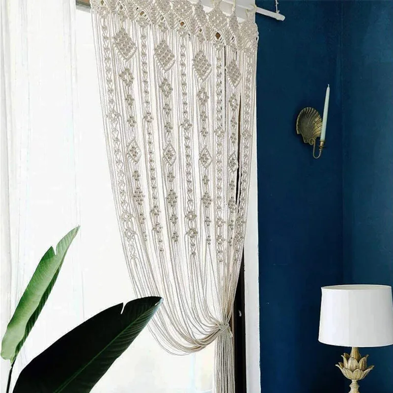 Bohemian Style Macrame Window Curtain Room Doorway Divider Wall Hanging for Living Room And Bedroom Home Decor  Wedding Backdrop