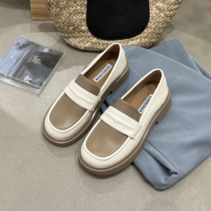 

Женские туфли дерби в британском стиле с круглым носком, женская обувь, повседневные кроссовки на платформе с закрытым носком, Кожаные клас...