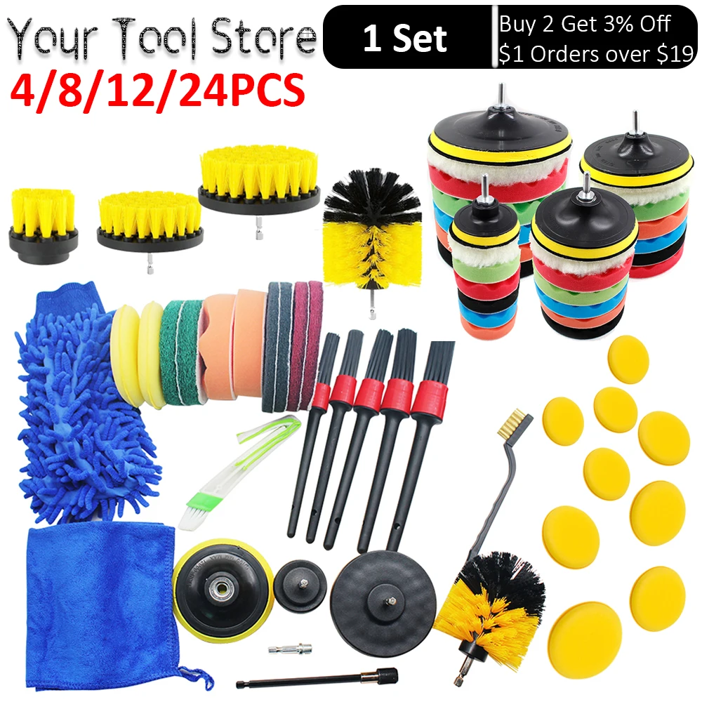

26PCS Detailing Brush Set Car Cleaning Brushes Polishing Sponge Air Vents Rim Cleaning Dirt Wheel Brush Clean Tools