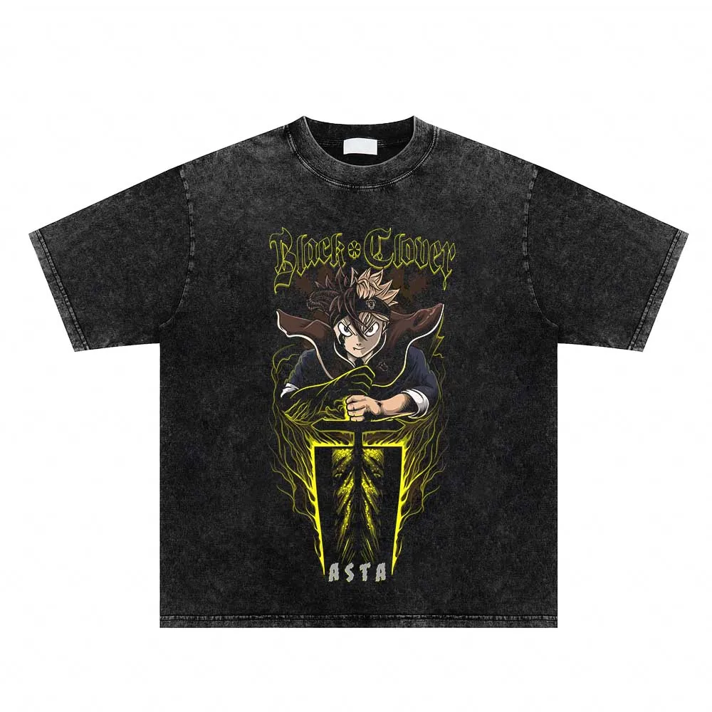 

Anime Graphic Vintage T-Shirt Summer Washed T Shirt Men's Clothing Streetwear Japanese Cartoon Harajuku Cotton Short Sleeve Tees