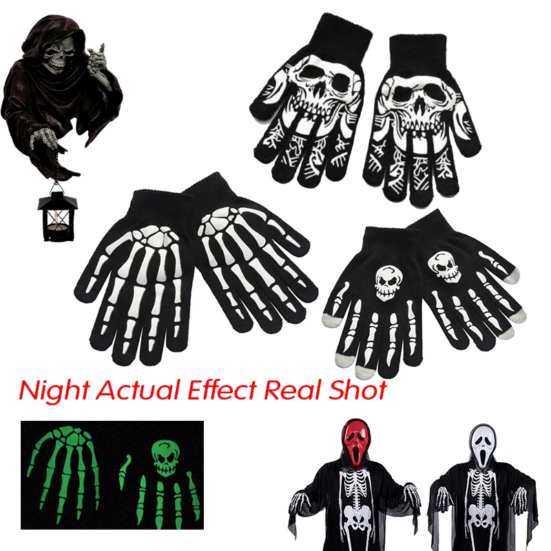 

Clothes Accessories Halloween Style Women men Gloves Girls Boys Horror Skull Claw Bone Skeleton Gloves Riding Glove