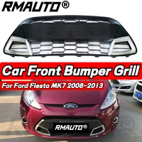 rmauto car front bumper grille grill panel trim racing grills glossy black for ford fiesta mk7 2008 2013 car body styling kits