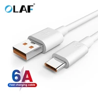 olaf 66w usb type c cable super charge cable for huawei p30 p40 samsung s21 s20 xiaomi 11 10 oppo r17 type c usb cable 2m