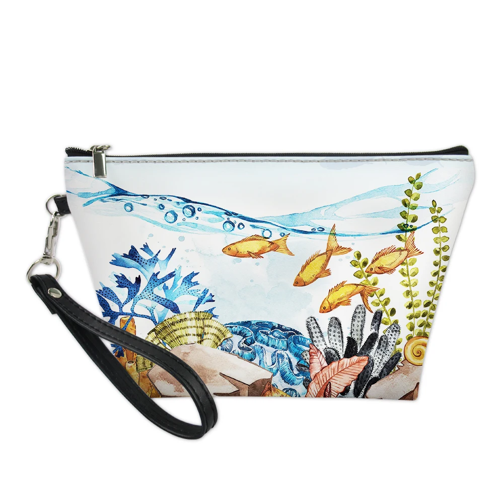 Fishes Pattern High Quality Cosmetic Bag Bathroom Travel Zipper Washing Bag Lightweight Women Reusable Neceser