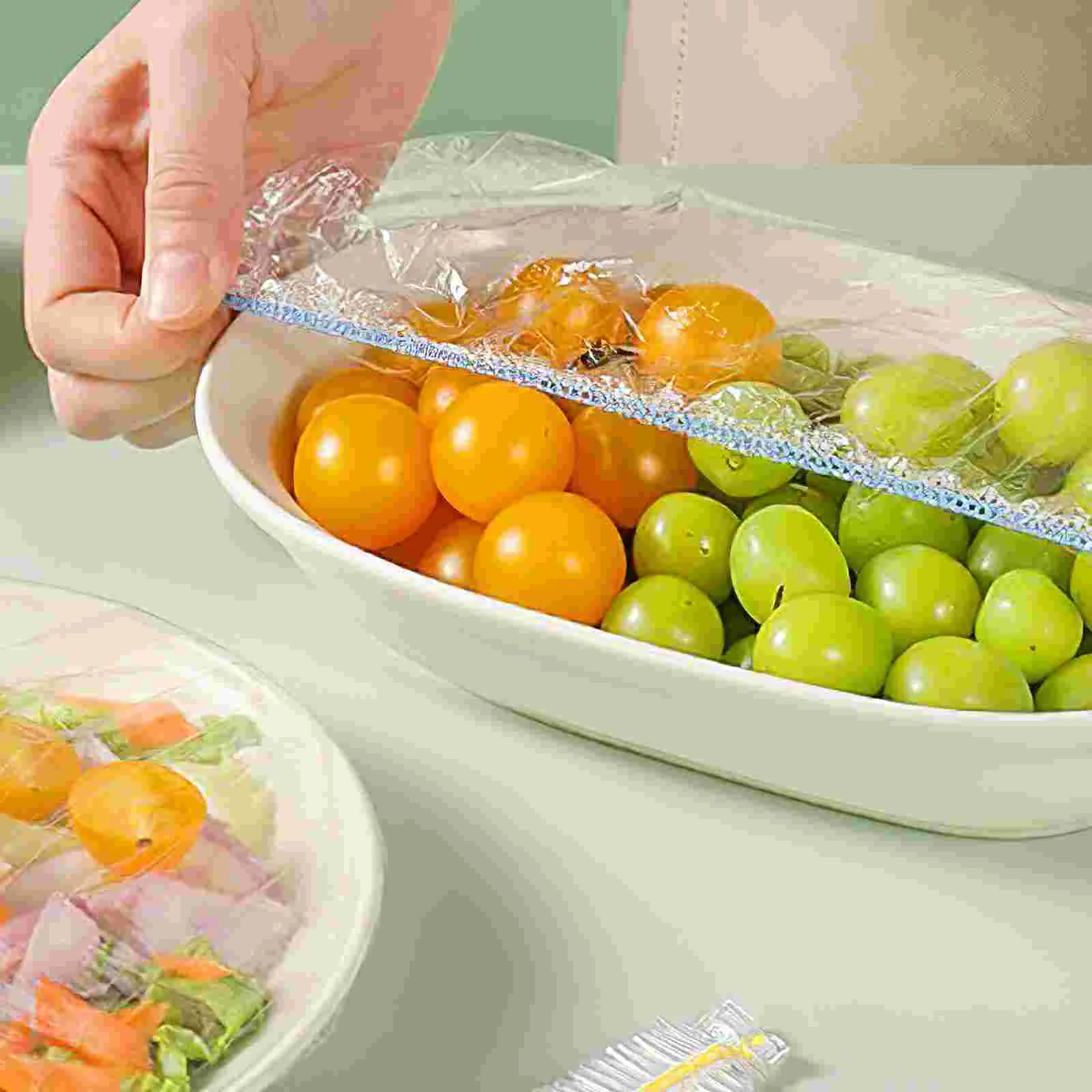 

200 Pcs Cling Wrap Food Transparent Bowl PE Cover Refrigerator Disposable Covers Reusable Simple Elastic