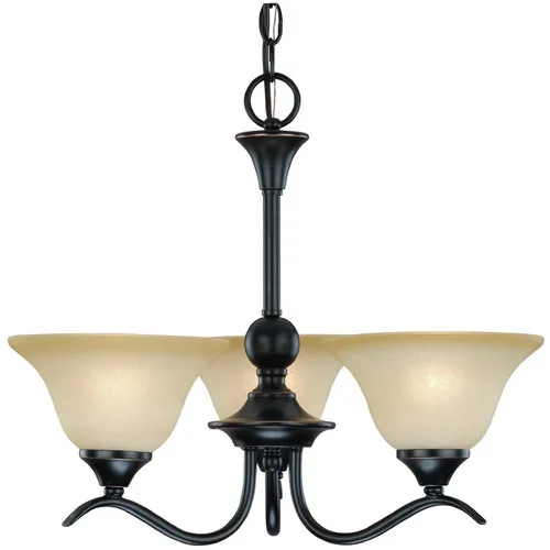 Dover 3-Light Chandelier with Amber Glass