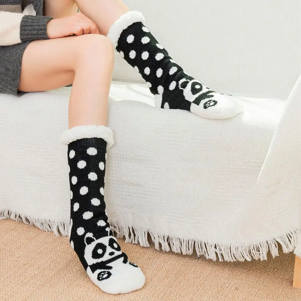 

Женские зимние рождественские носки, хлопковые утепленные Нескользящие теплые носки с принтом, женские носки в стиле Харадзюку, смешные фл...