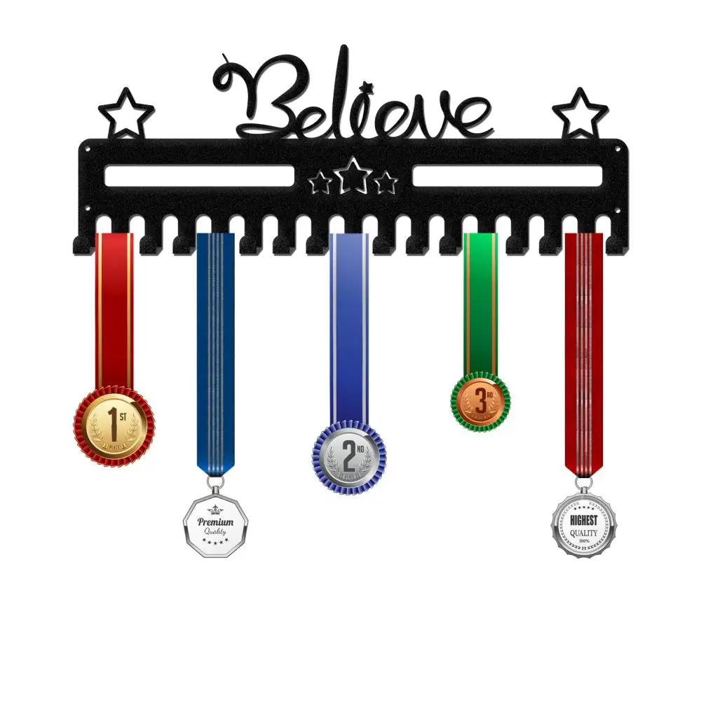 

Believe Medal Holder Display Hanger Rack Frame for Sport Race Metal Medal Hanger for Gymnastics Soccer Basketball Competition