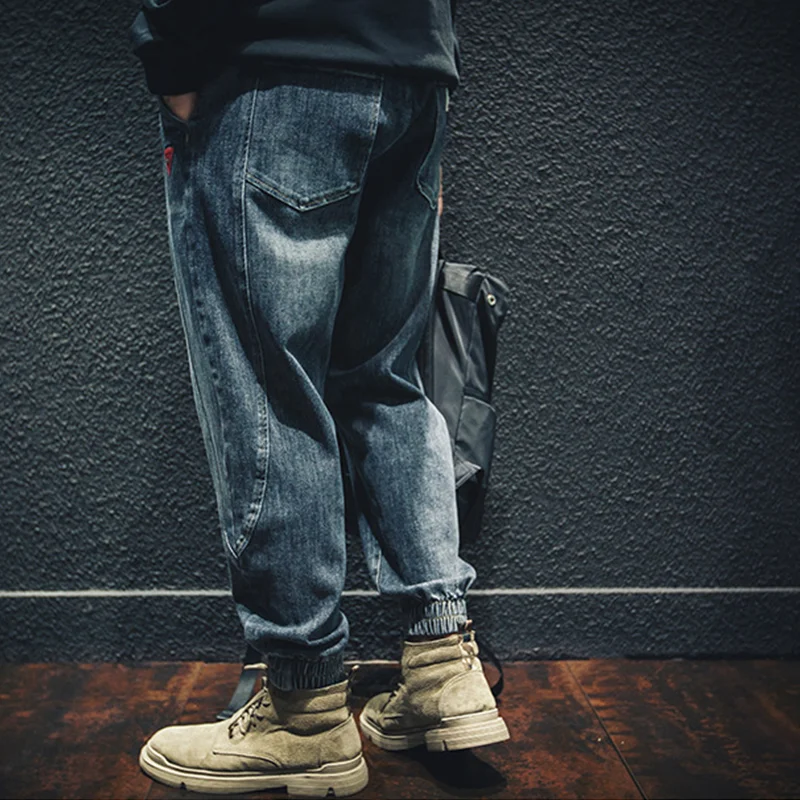 Men Clothing Straight Loose Cylinder Jeans Vintage Elastic Force Comfortable Bluish Grey Harun Trousers Female Autumn and Winter