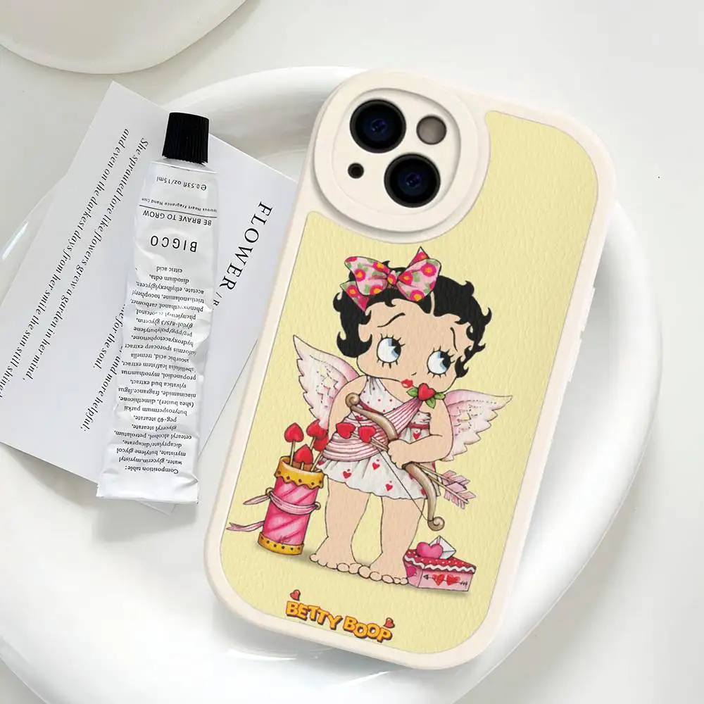 Фото Чехол для телефона B-Betty-Cute-B-Boop для IPhone 11, 12, 13, 14, 15, 16, кожаный чехол Pro Max Plus №3