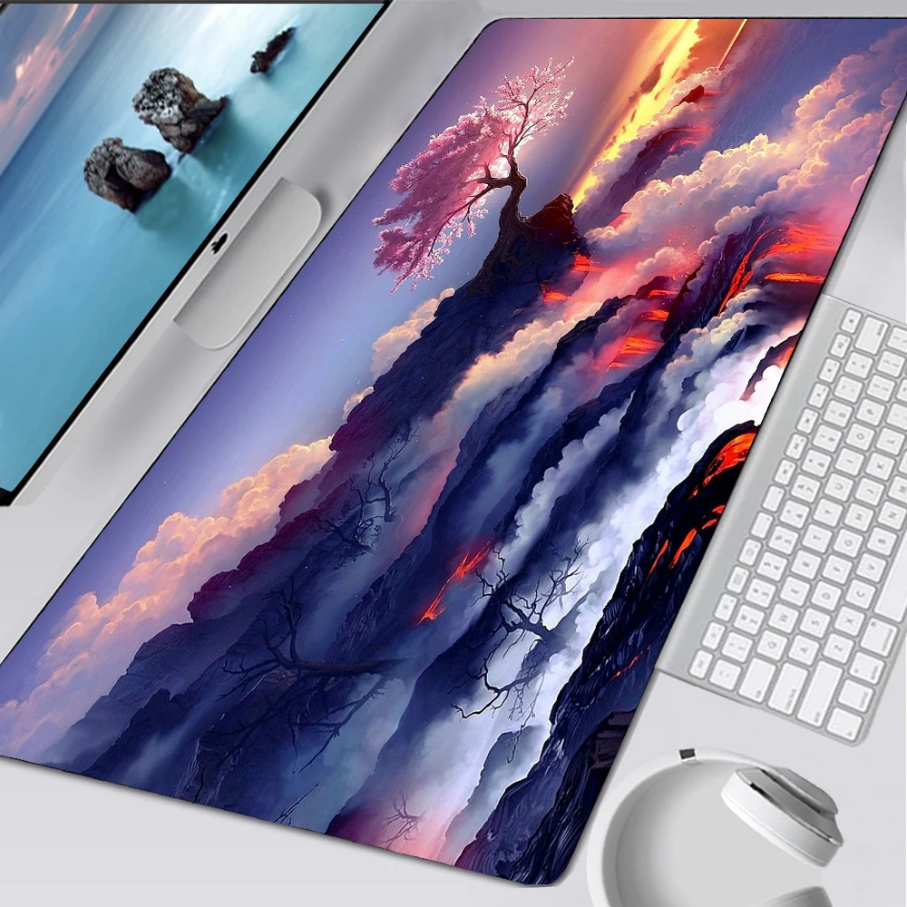 

Landscape Anime Mouse Pad Desk Mat Aesthetic Lock Edge Mousepad Carpet In The Bedroom Computer Accessories Table Mat Pad Mouse