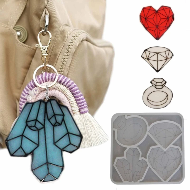 

Силиконовые формы в виде сердца и бриллиантов, подвесные формы «сделай сам» для брелоков, легко чистить