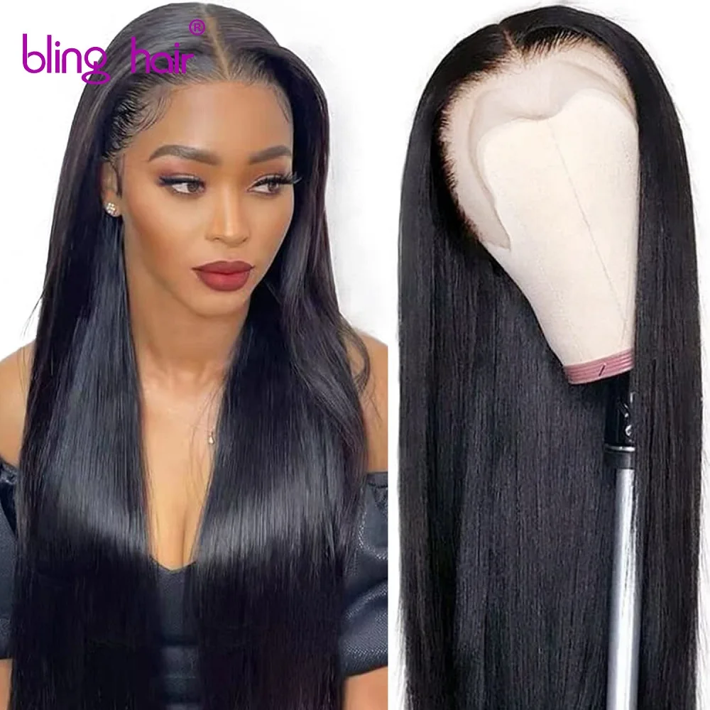 

13x6 Straight Transparent Lace Frontal Wig 100% Human Hair Wigs Pre Plucked Bling Remy Long 32 Inch Lace Front Human Hair Wigs