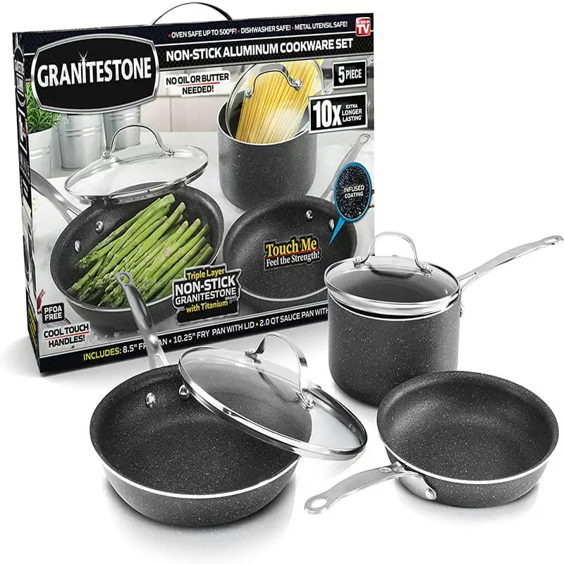 

5-Piece Non-Stick Cookware Set, Oven Safe, Dishwasher Safe