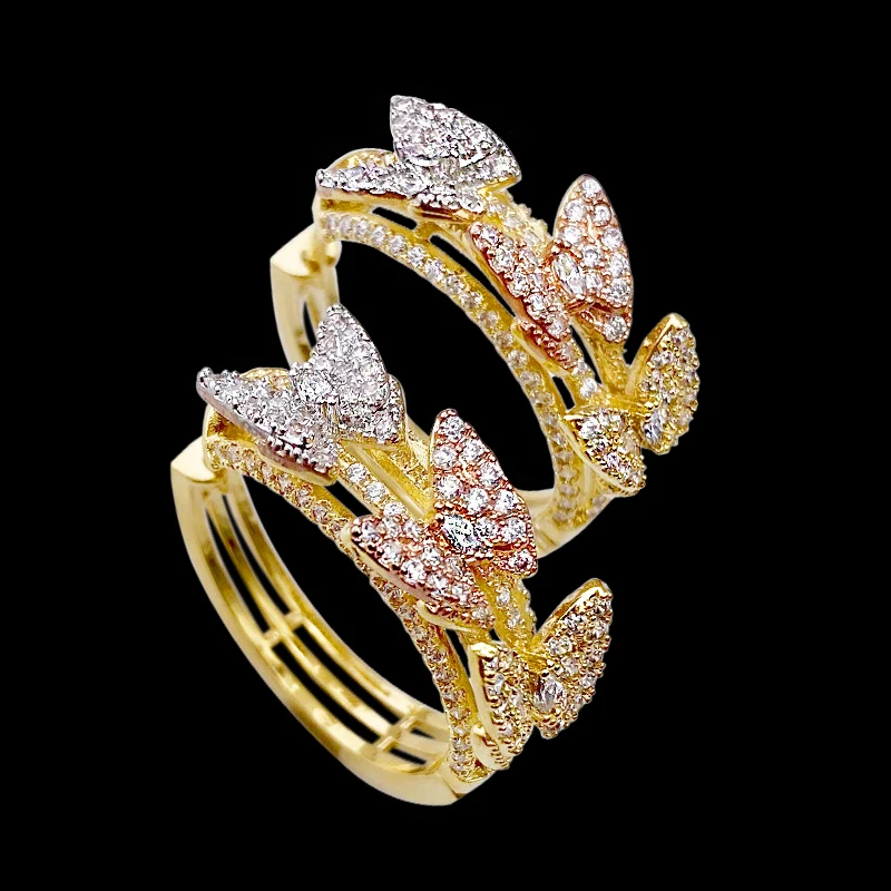 

Lanyika медные серьги три бабочки серьги кольцо с микрозакрепкой циркона для женщин свадебный банкет Повседневная мода классика ювелирные изд...