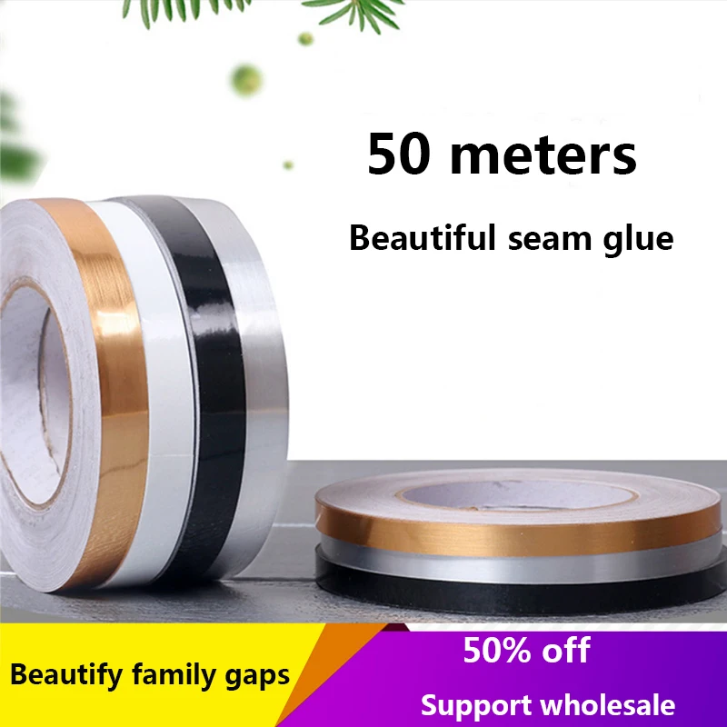 

50M Silver gold black Ceramic Tile Mildewproof Gap Tape Decor Self Adhesive Wall Floor Tape Sticker For Home Wall Decor Tools