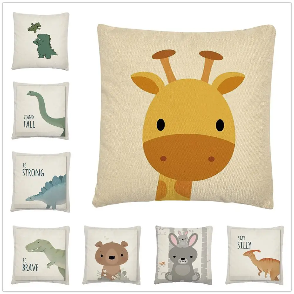 

Childish Cartoon Dinosaur Pattern Cushion Pillowcase Home Sofa Car Decoration Pillowcase 45X45cm