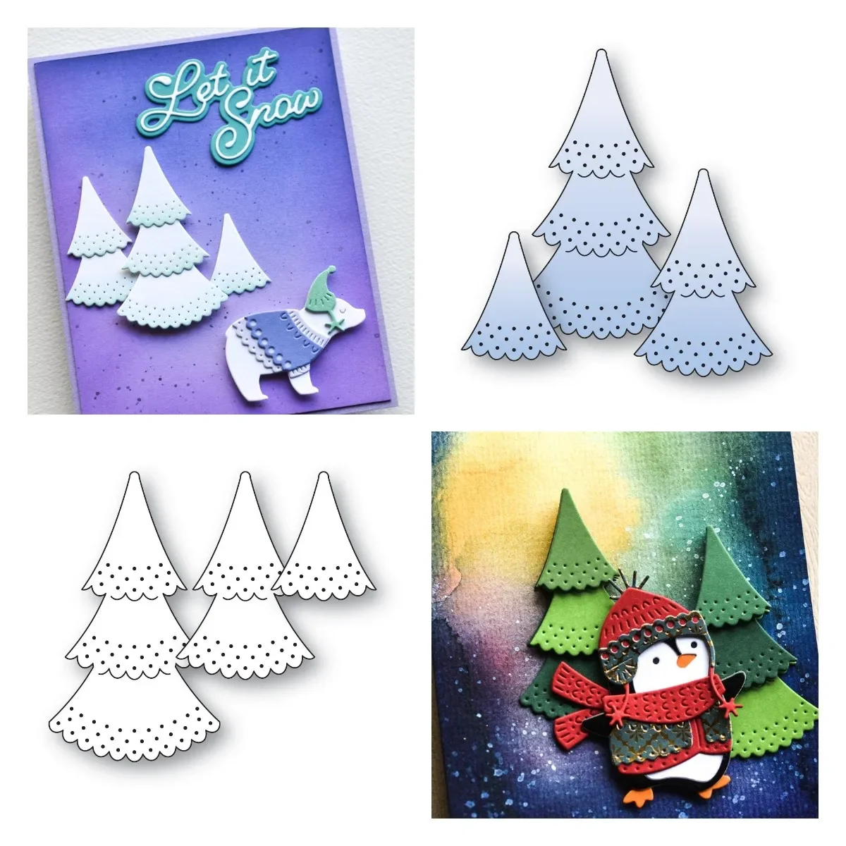 Di Dimple Cut Crafts Деревья штампы 2635 набор трафаретов шаблон для скрапбукинга сделай